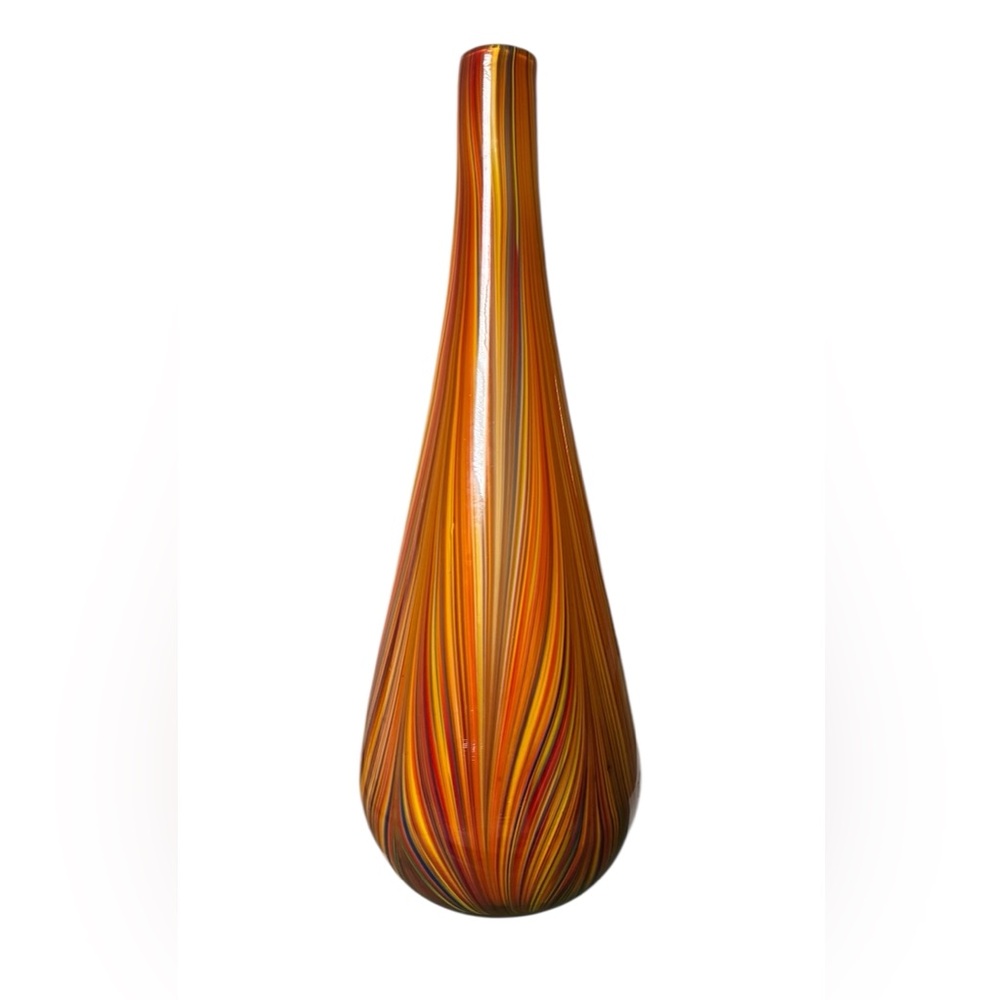 Vintage Mid-Century Modern MCM
Colorful Italian‎ Art Glass Vase
Orange Red